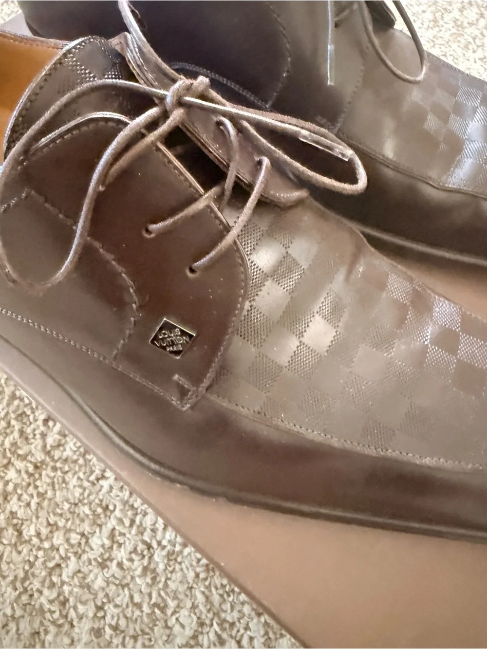 Louis Vuitton Men's Dark Brown Leather Oxford Shoes